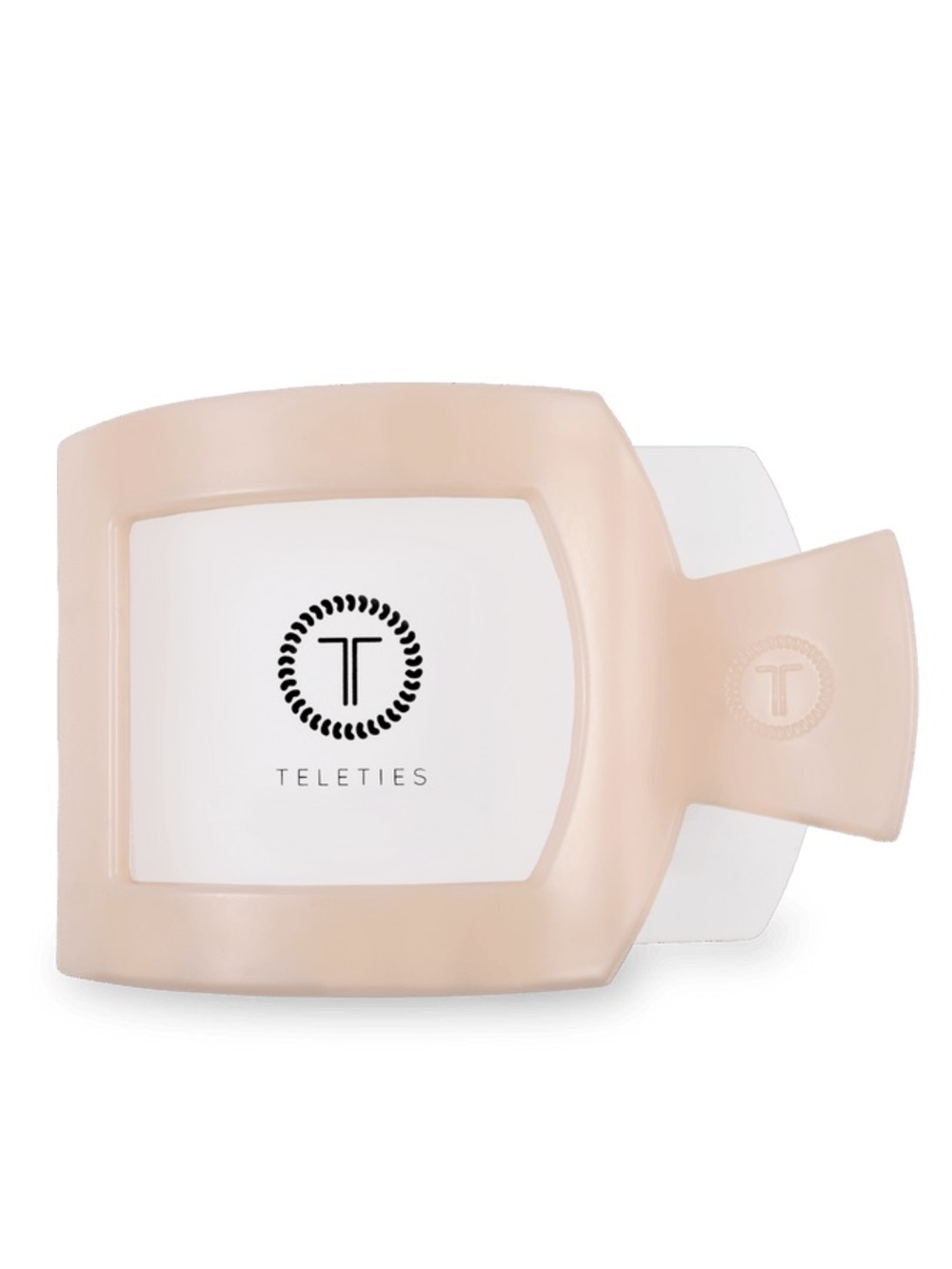 TELETIES • Almond Beige Small Flat Square Hair Clip • New in Packaging